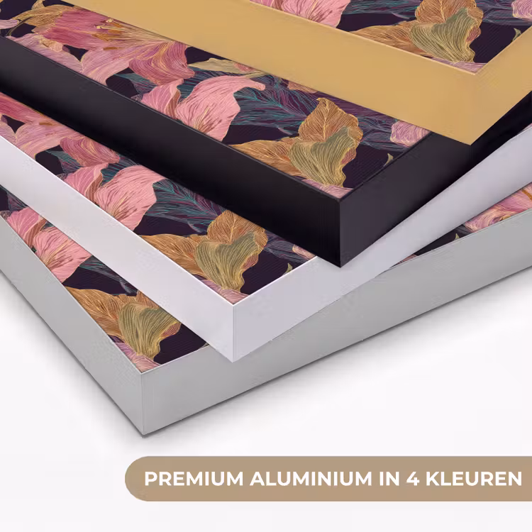 Lelies - Patroon - Roze - Goud Textielframe zwart klein 947 -USP_kleurenNL