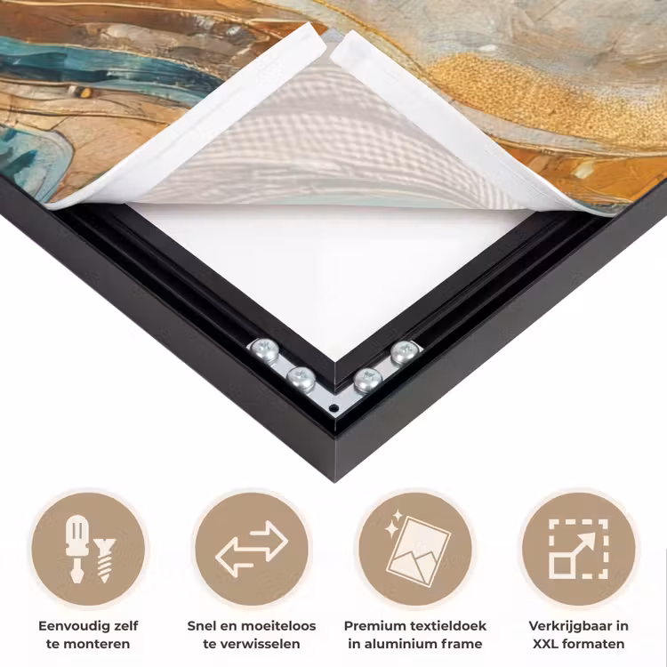 Levensboom - Boom - Abstract - Modern Textielframe zwart klein -USP_closeupNL
