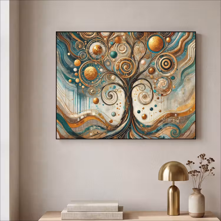 Levensboom - Boom - Abstract - Modern Textielframe zwart klein -sfeer2