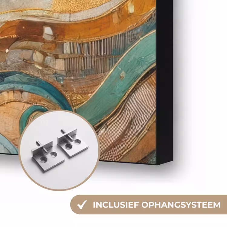Levensboom - Boom - Abstract - Modern Textielframe zwart klein -USP_ophangsysteemNL