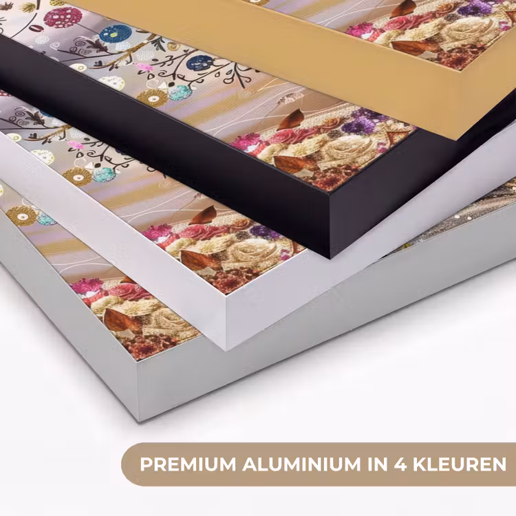 Levensboom - Goud - Kleurrijk - Abstract - Aesthetic Textielframe zwart klein -USP_kleurenNL