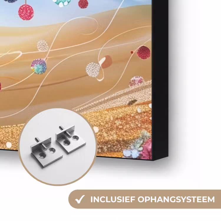 Levensboom - Goud - Kleurrijk - Abstract - Aesthetic Textielframe zwart klein -USP_ophangsysteemNL
