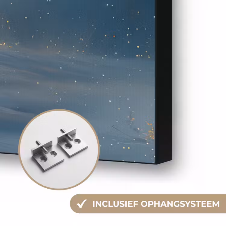 Levensboom - Nacht - Donker - Blauw Textielframe zwart klein -USP_ophangsysteemNL