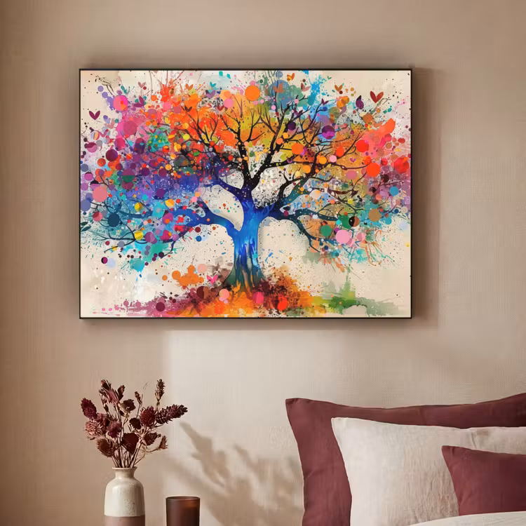 Levensboom - Natuur - Kleurrijk - Boom Textielframe - compleet frame klein -sfeer1