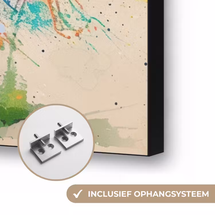 Levensboom - Natuur - Kleurrijk - Boom Textielframe zwart klein -USP_ophangsysteemNL