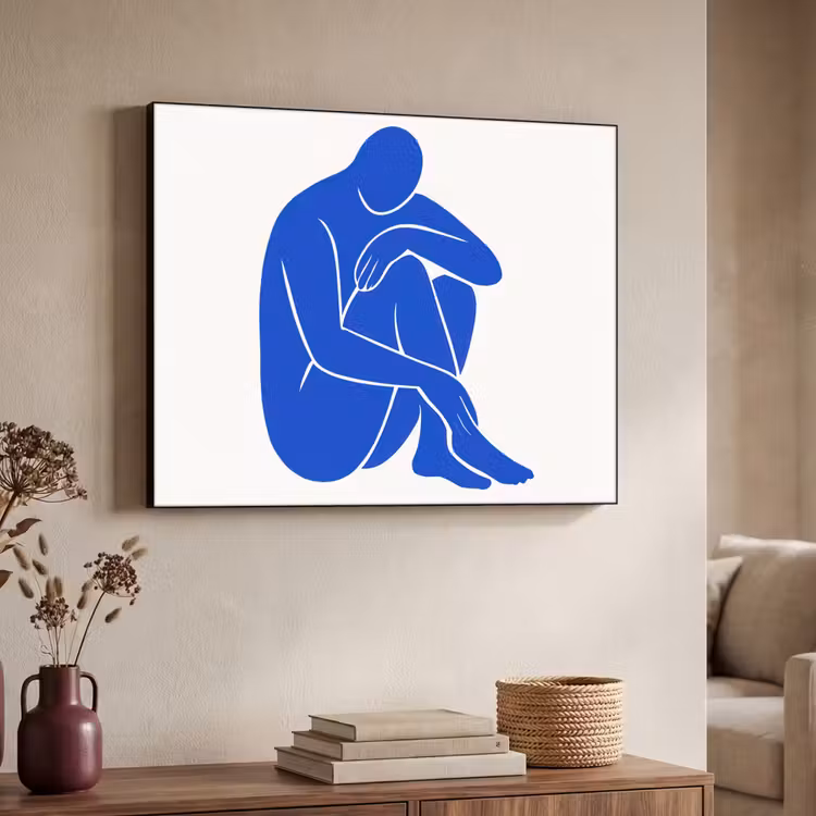 Lichaam - Abstract - Blauw Textielframe - compleet frame klein -sfeer3