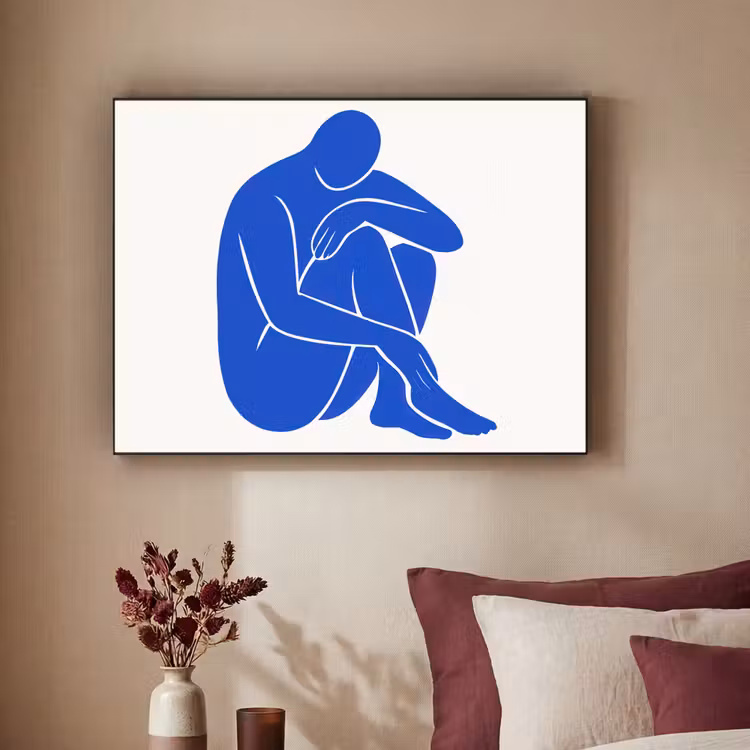 Lichaam - Abstract - Blauw Textielframe - compleet frame klein -sfeer1
