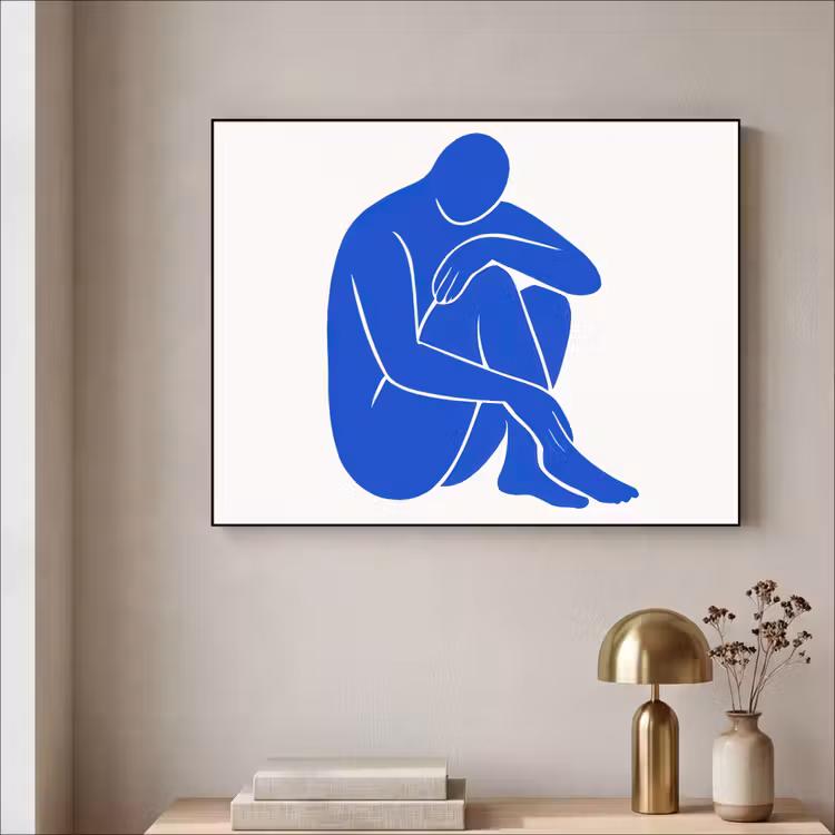 Lichaam - Abstract - Blauw Textielframe - compleet frame klein -sfeer2