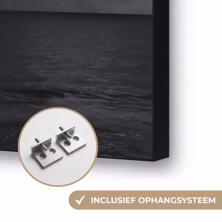 Licht - Wolken - Zee - Zwart-wit - Natuur Textielframe zwart klein -USP_ophangsysteemNL
