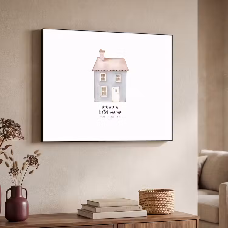 Lichtblauw - Huisje - Mama - Tekst Textielframe zwart klein -sfeer3