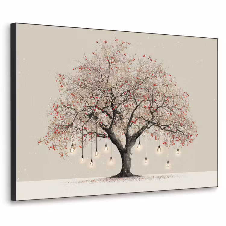 Lichtboom - Winter - Kerst - Meerkleurig Textielframe zwart klein -3d