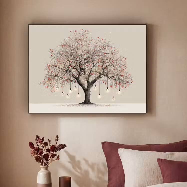 Lichtboom - Winter - Kerst - Meerkleurig Textielframe - compleet frame klein -sfeer1