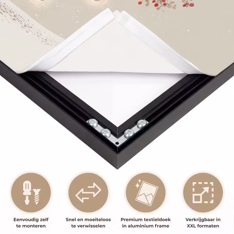 Lichtboom - Winter - Kerst - Meerkleurig Textielframe zwart klein -USP_closeupNL
