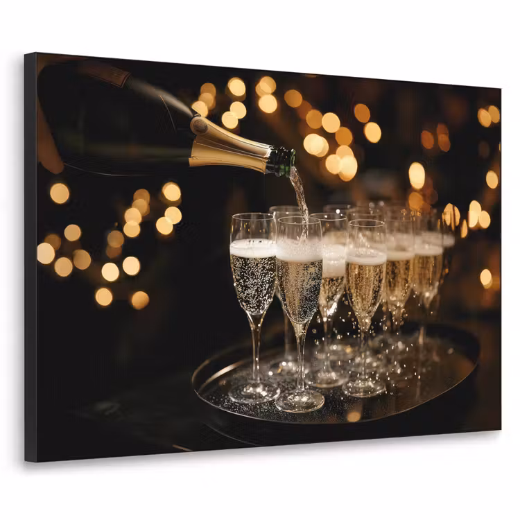 Lichtjes - Champagne - Dienblad - Glazen Textielframe - compleet frame klein -3d