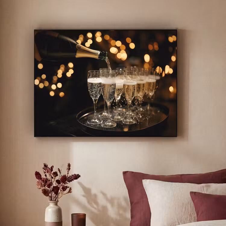 Lichter - Champagner - Gläser Textielframe zwart klein -sfeer1