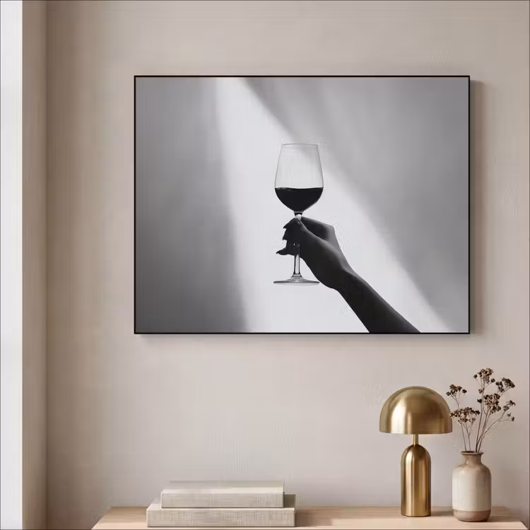 Lichtinval - Wijn - Rood - Glas Textielframe - compleet frame klein -sfeer2