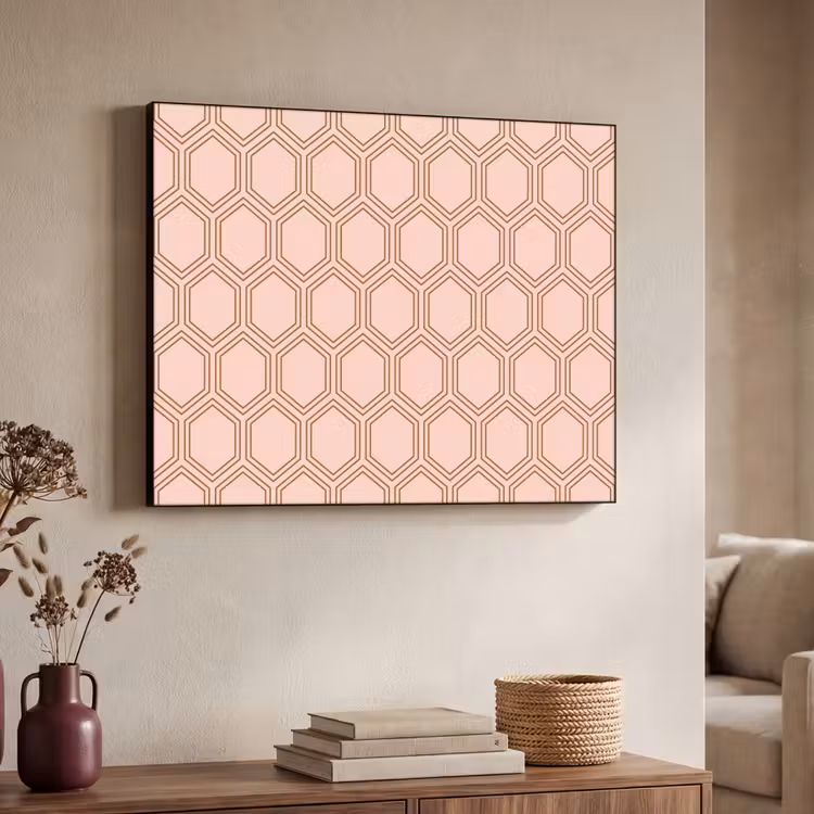 Lichtroze - Patroon - Symmetrisch Textielframe zwart klein 947 -sfeer3