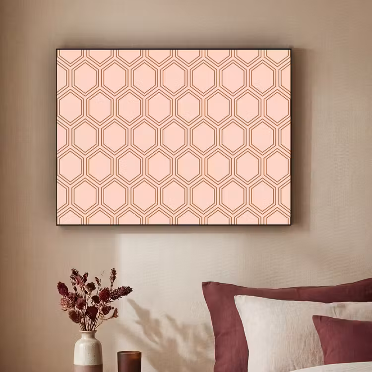 Lichtroze - Patroon - Symmetrisch Textielframe zwart klein 947 -sfeer1