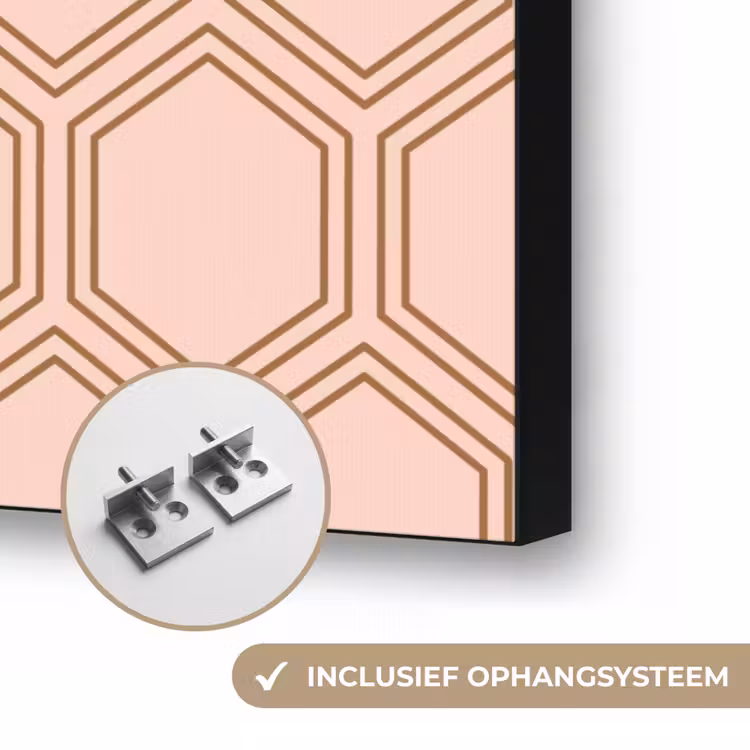 Lichtroze - Patroon - Symmetrisch Textielframe zwart klein 947 -USP_ophangsysteemNL