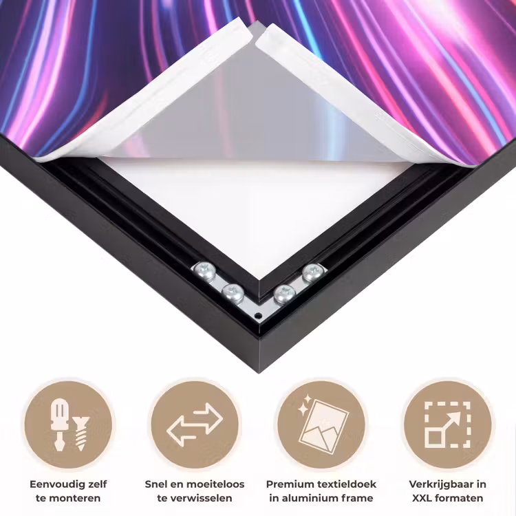 Lichtsnelheid - Ruimte - Roze - Paars Textielframe zwart klein -USP_closeupNL