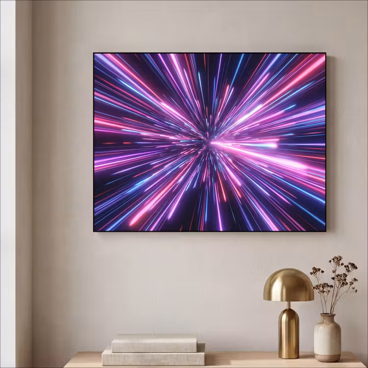 Lichtsnelheid - Ruimte - Roze - Paars Textielframe zwart klein -sfeer2