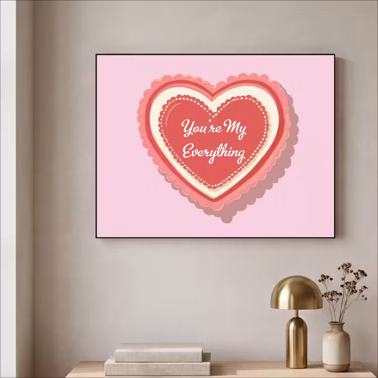 Liefde - Hart - Valentijn Textielframe zwart klein -sfeer2