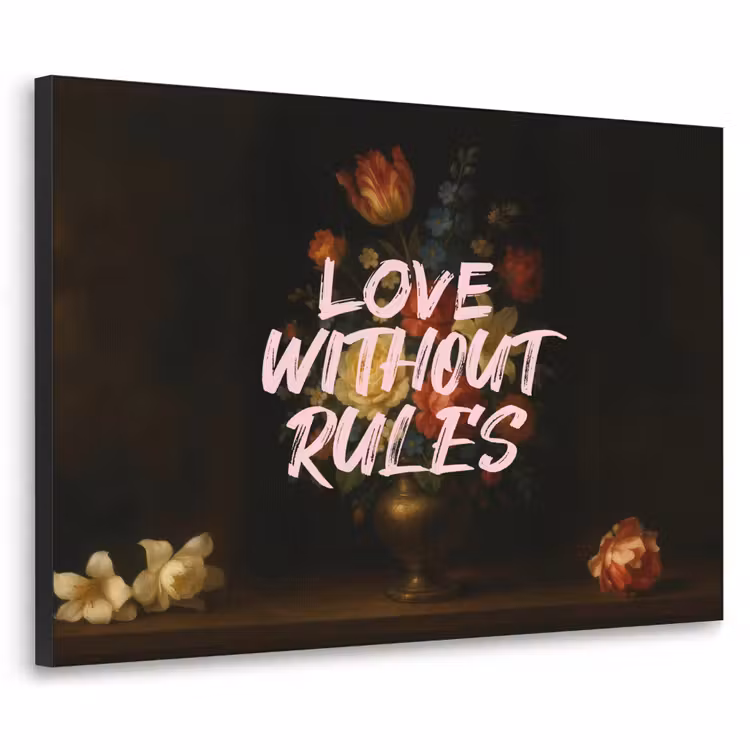 Liefde - Modern - Bloemen Textielframe - compleet frame klein -3d