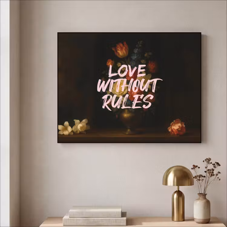 Liefde - Modern - Bloemen Textielframe - compleet frame klein -sfeer2