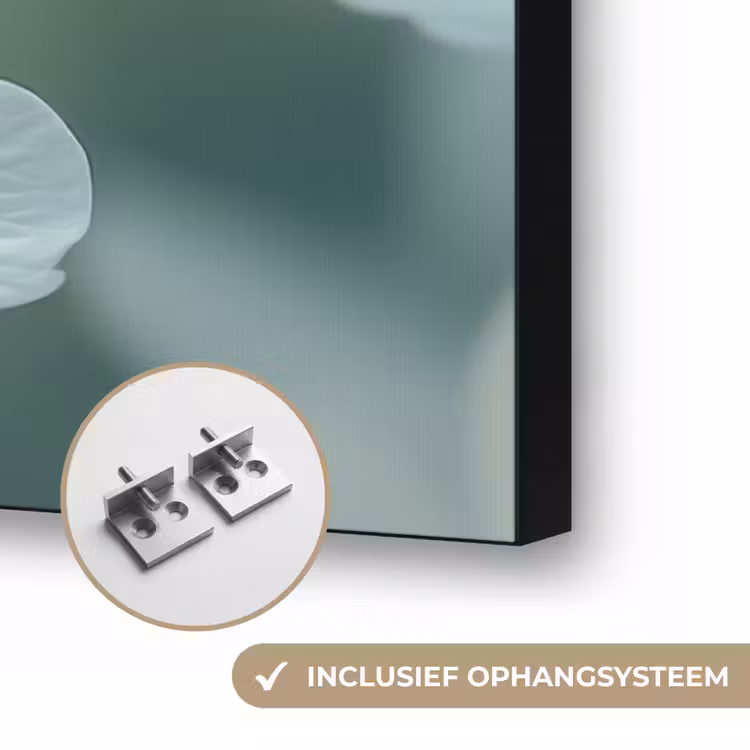 Lieveheersbeestje - Bloemen - Wit Textielframe zwart klein -USP_ophangsysteemNL