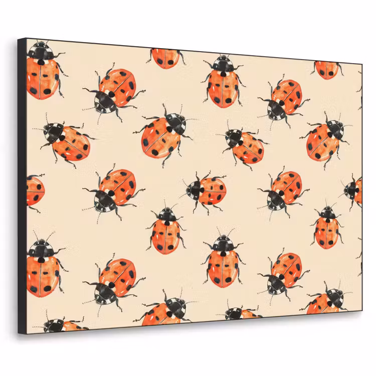 Lieveheersbeestjes - Patroon - Rood Textielframe zwart klein 947 -3d