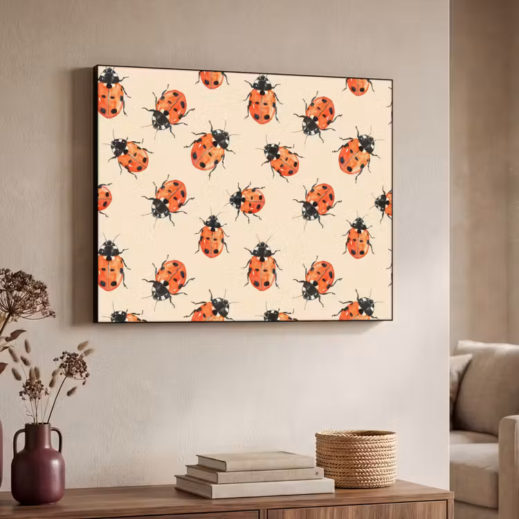 Lieveheersbeestjes - Patroon - Rood Textielframe zwart klein 947 -sfeer3