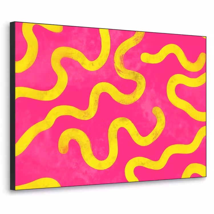 Lijn - Geel - Abstract Textielframe - compleet frame klein -3d
