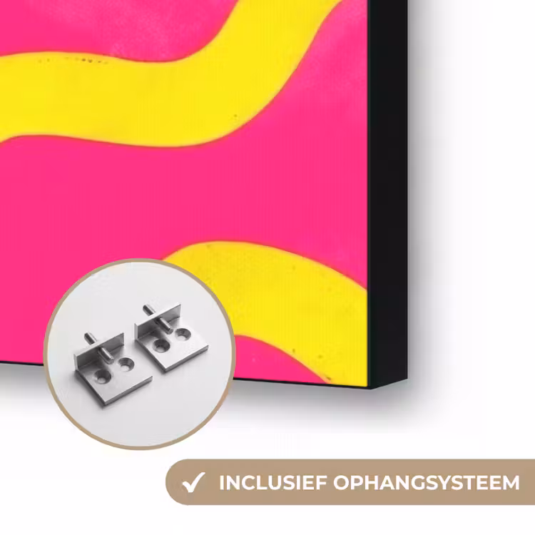 Lijn - Geel - Abstract Textielframe zwart klein -USP_ophangsysteemNL