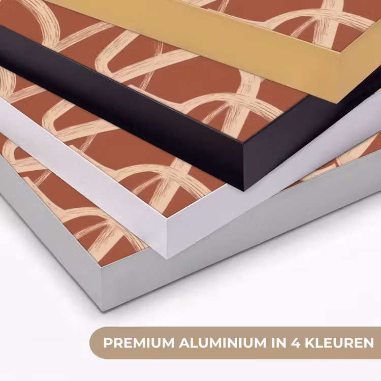 Lijnen - Abstract - Organisch - Terracotta - Crème Textielframe zwart klein 947 -USP_kleurenNL