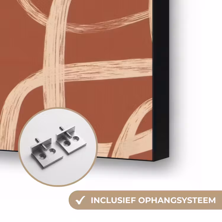 Lijnen - Abstract - Organisch - Terracotta - Crème Textielframe zwart klein 947 -USP_ophangsysteemNL