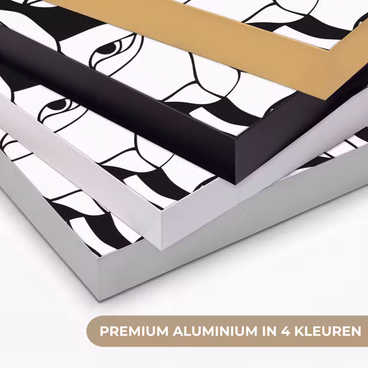 Lijnen - Gezichten - Zwart - Wit Textielframe zwart klein 947 -USP_kleurenNL