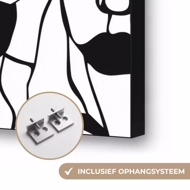 Lijnen - Gezichten - Zwart - Wit Textielframe zwart klein 947 -USP_ophangsysteemNL