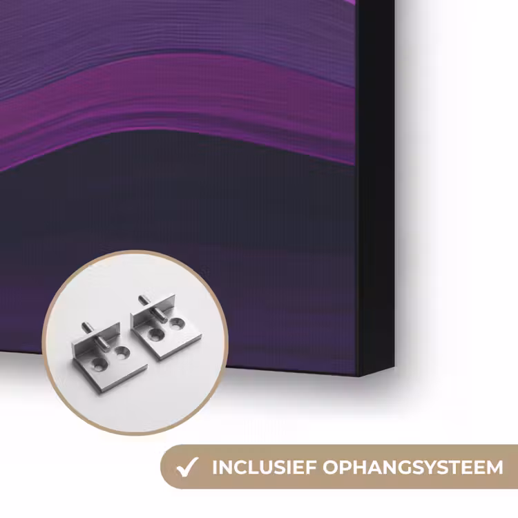 Lijnen - Golven - Paars - Abstract Textielframe zwart klein -USP_ophangsysteemNL