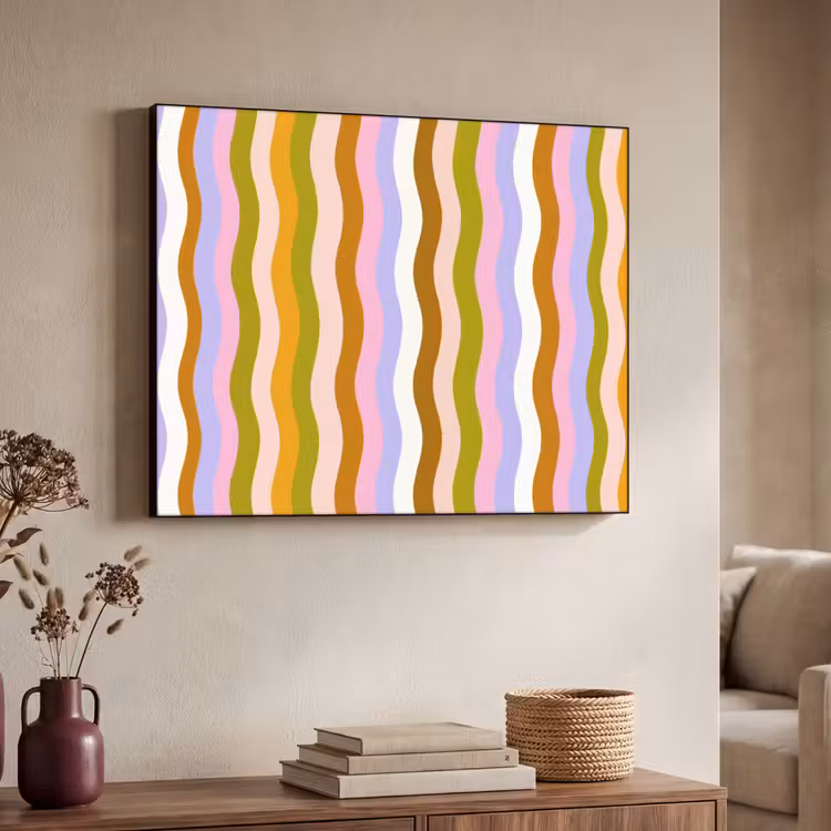 lijnen - Golven - Pastelkleuren - Patroon Textielframe - compleet frame klein -sfeer3
