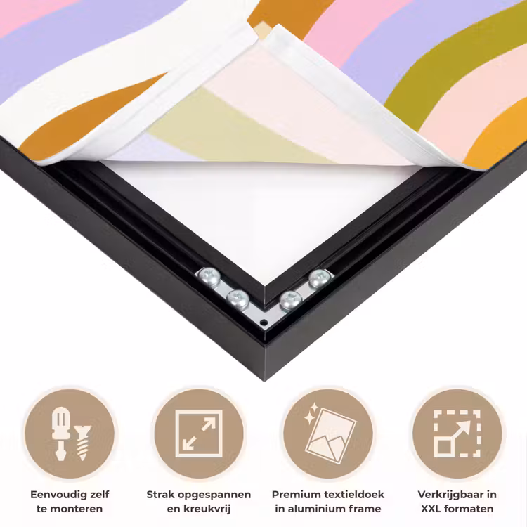 lijnen - Golven - Pastelkleuren - Patroon Textielframe zwart klein -USP_feed_closeupNL