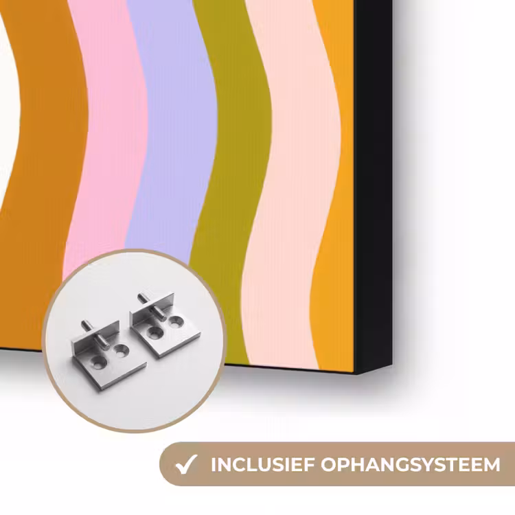 lijnen - Golven - Pastelkleuren - Patroon Textielframe zwart klein -USP_ophangsysteemNL