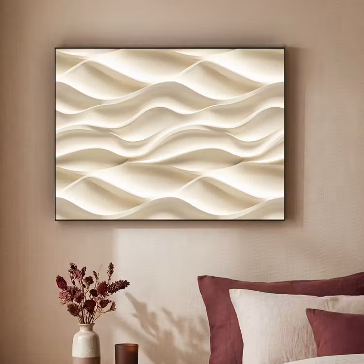 Lijnen - Golvend - Crème Textielframe zwart klein 947 -sfeer1