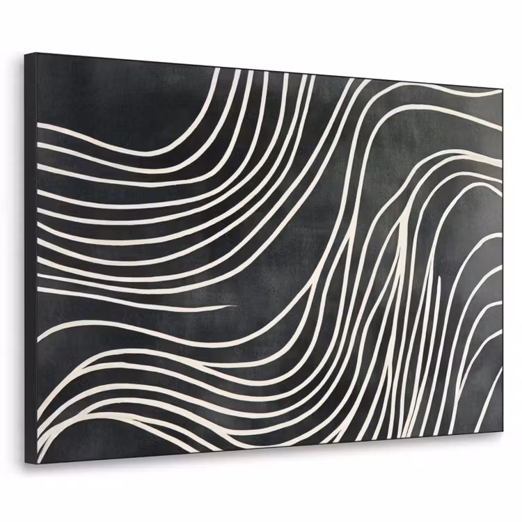 Lijnen - Patroon - Abstract - Wit Textielframe - compleet frame klein -3d