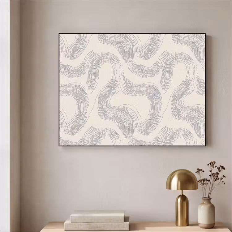 Lijnen - Patroon - Beige - Minimalistisch Textielframe zwart klein 947 -sfeer2