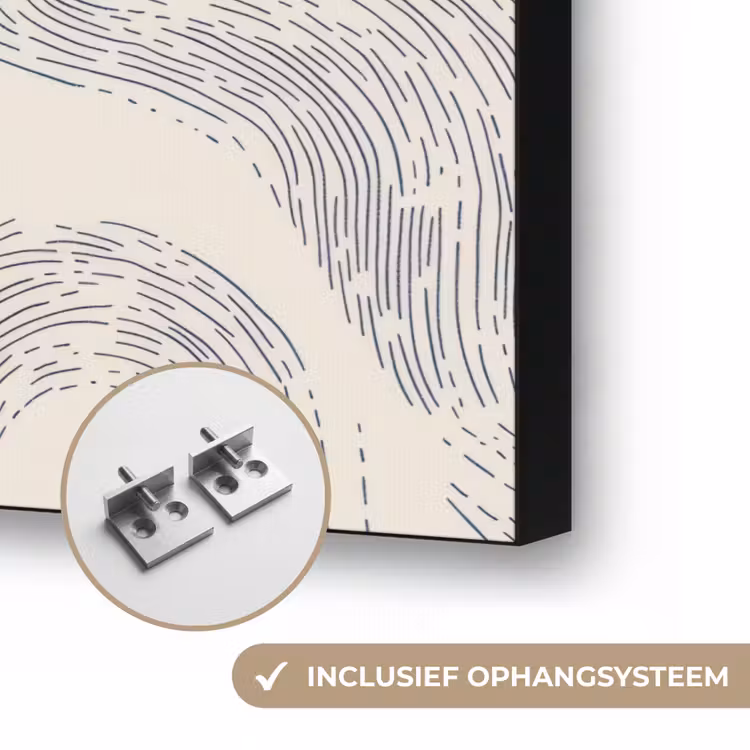 Lijnen - Patroon - Beige - Minimalistisch Textielframe zwart klein 947 -USP_ophangsysteemNL