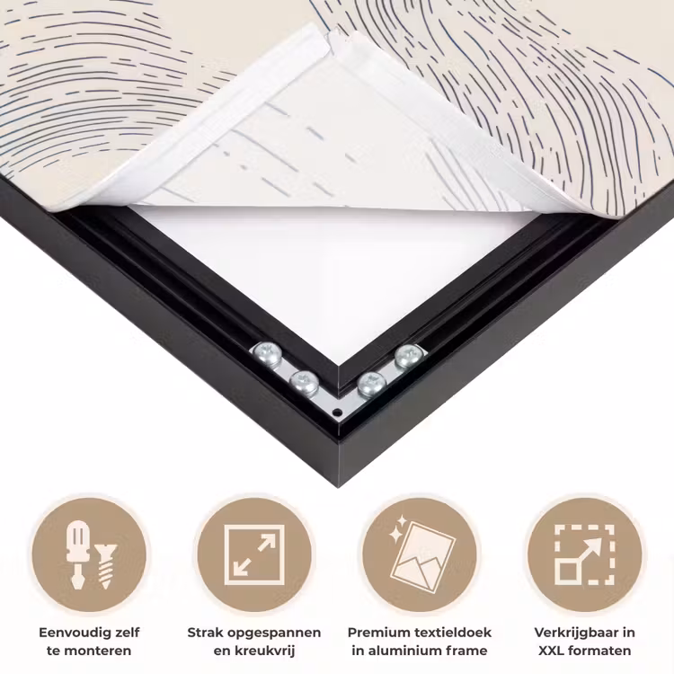 Lijnen - Patroon - Beige - Minimalistisch Textielframe zwart klein 947 -USP_feed_closeupNL