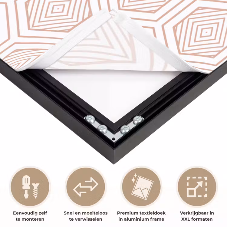Lijnen - Patroon - Symmetrisch Textielframe zwart klein 947 -USP_closeupNL