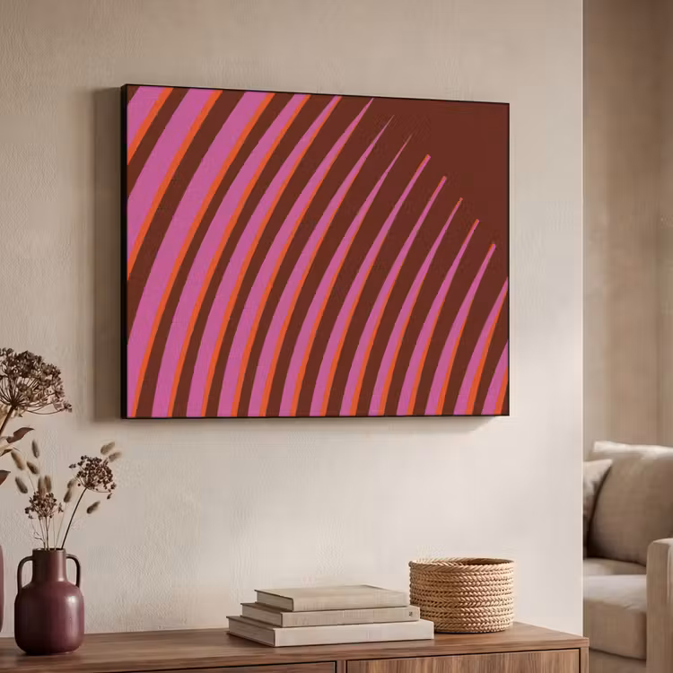 Lijnen - Rood - Beweging Textielframe zwart klein -sfeer3