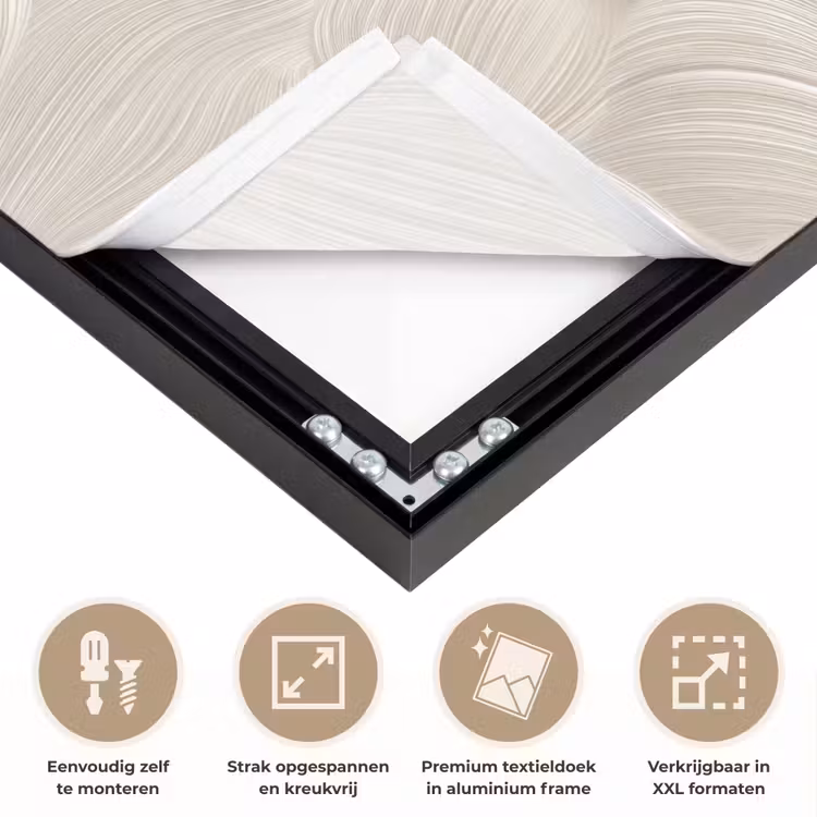 Lijnen - Waaier - Beige Textielframe zwart klein 947 -USP_feed_closeupNL