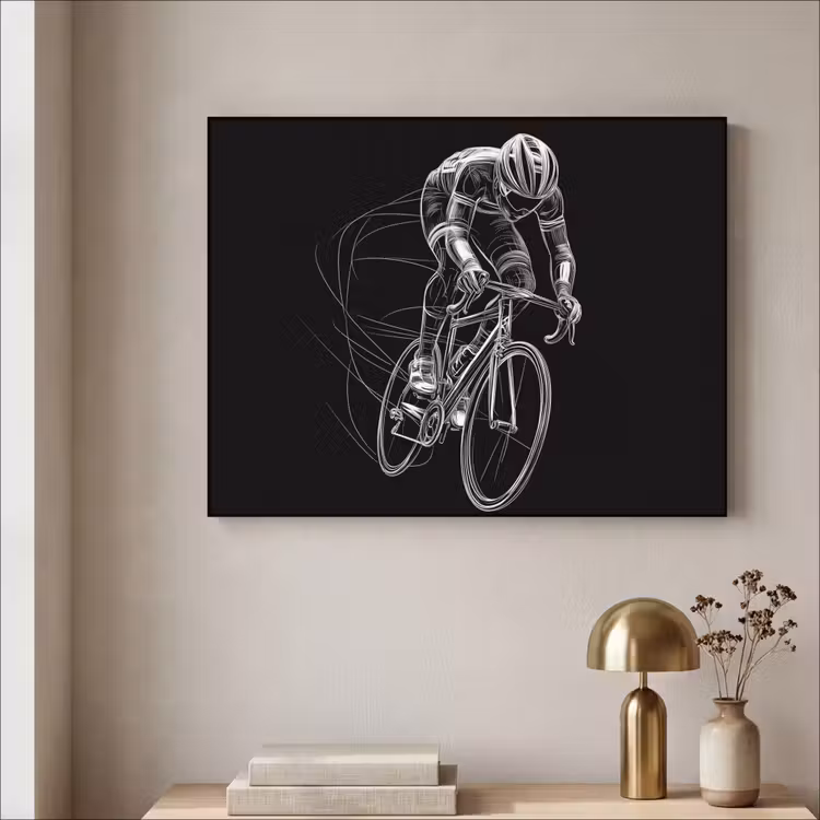 Lijntekening - Wit - Wielrennen - Snelheid Textielframe - compleet frame klein -sfeer2